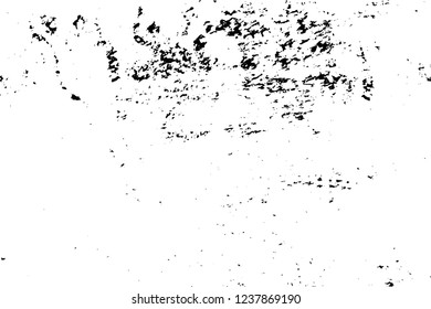 Grunge overlay layer. Abstract black and white vector background. Monochrome vintage surface with dirty pattern in cracks, spots, dots. Old wall in dark horror style design
