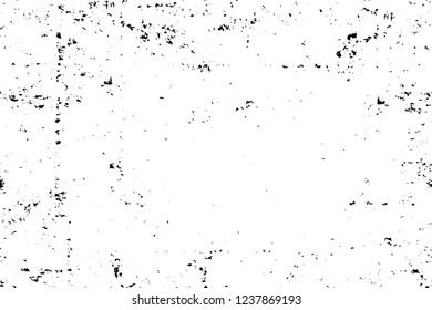 Grunge overlay layer. Abstract black and white vector background. Monochrome vintage surface with dirty pattern in cracks, spots, dots. Old wall in dark horror style design