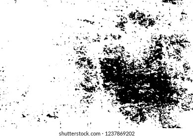 Grunge overlay layer. Abstract black and white vector background. Monochrome vintage surface with dirty pattern in cracks, spots, dots. Old wall in dark horror style design