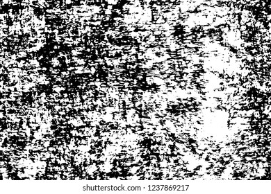 Grunge overlay layer. Abstract black and white vector background. Monochrome vintage surface with dirty pattern in cracks, spots, dots. Old wall in dark horror style design