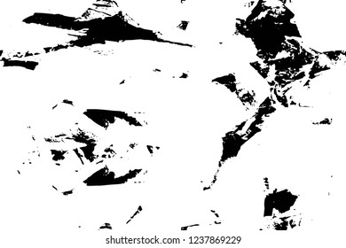 Grunge overlay layer. Abstract black and white vector background. Monochrome vintage surface with dirty pattern in cracks, spots, dots. Old wall in dark horror style design