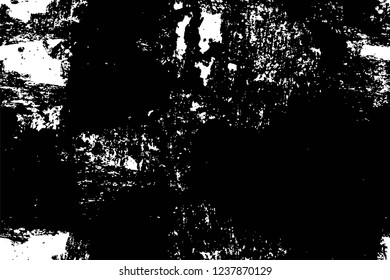 Grunge overlay layer. Abstract black and white vector background. Monochrome vintage surface with dirty pattern in cracks, spots, dots. Old wall in dark horror style design