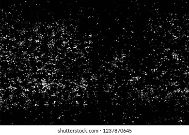 Grunge overlay layer. Abstract black and white vector background. Monochrome vintage surface with dirty pattern in cracks, spots, dots. Old wall in dark horror style design