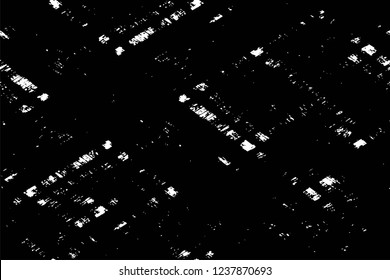 Grunge overlay layer. Abstract black and white vector background. Monochrome vintage surface with dirty pattern in cracks, spots, dots. Old wall in dark horror style design