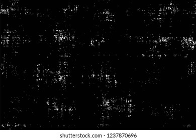 Grunge overlay layer. Abstract black and white vector background. Monochrome vintage surface with dirty pattern in cracks, spots, dots. Old wall in dark horror style design