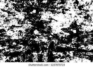 Grunge overlay layer. Abstract black and white vector background. Monochrome vintage surface with dirty pattern in cracks, spots, dots. Old wall in dark horror style design