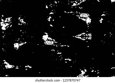 Grunge overlay layer. Abstract black and white vector background. Monochrome vintage surface with dirty pattern in cracks, spots, dots. Old wall in dark horror style design