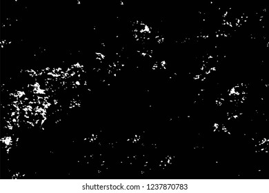 Grunge overlay layer. Abstract black and white vector background. Monochrome vintage surface with dirty pattern in cracks, spots, dots. Old wall in dark horror style design
