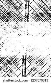 Grunge overlay layer. Abstract black and white vector background. Monochrome vintage surface with dirty pattern in cracks, spots, dots. Old wall in dark horror style design