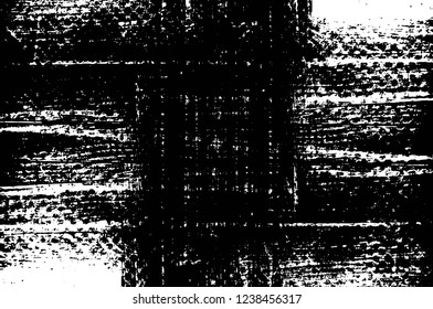 Grunge overlay layer. Abstract black and white vector background. Monochrome vintage surface with dirty pattern in cracks, spots, dots. Old wall in dark horror style design