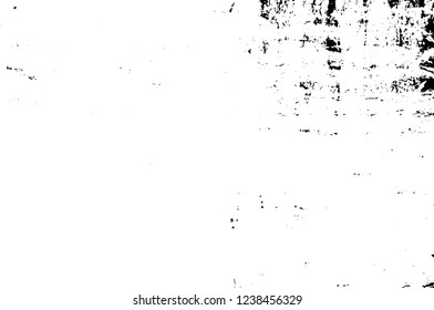 Grunge overlay layer. Abstract black and white vector background. Monochrome vintage surface with dirty pattern in cracks, spots, dots. Old wall in dark horror style design