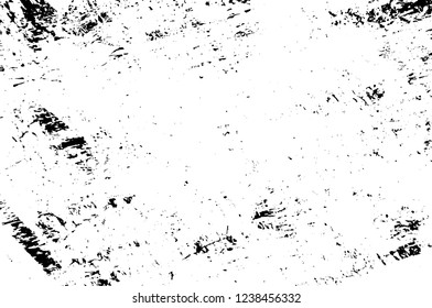 Grunge overlay layer. Abstract black and white vector background. Monochrome vintage surface with dirty pattern in cracks, spots, dots. Old wall in dark horror style design