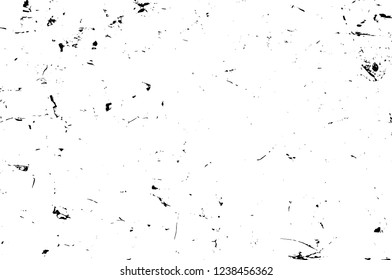 Grunge overlay layer. Abstract black and white vector background. Monochrome vintage surface with dirty pattern in cracks, spots, dots. Old wall in dark horror style design