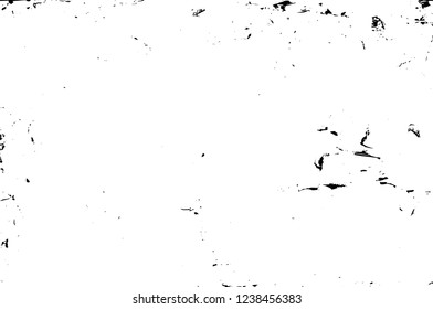 Grunge overlay layer. Abstract black and white vector background. Monochrome vintage surface with dirty pattern in cracks, spots, dots. Old wall in dark horror style design