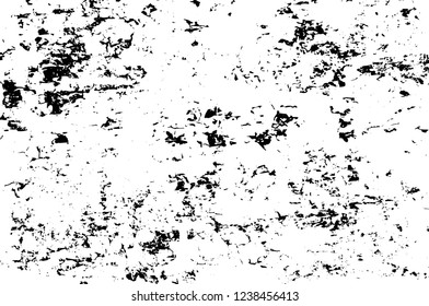 Grunge overlay layer. Abstract black and white vector background. Monochrome vintage surface with dirty pattern in cracks, spots, dots. Old wall in dark horror style design