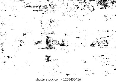 Grunge overlay layer. Abstract black and white vector background. Monochrome vintage surface with dirty pattern in cracks, spots, dots. Old wall in dark horror style design