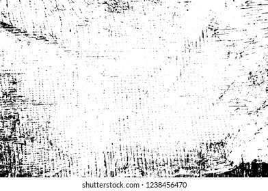 Grunge overlay layer. Abstract black and white vector background. Monochrome vintage surface with dirty pattern in cracks, spots, dots. Old wall in dark horror style design