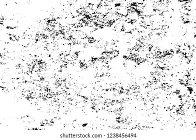 Grunge overlay layer. Abstract black and white vector background. Monochrome vintage surface with dirty pattern in cracks, spots, dots. Old wall in dark horror style design