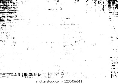 Grunge overlay layer. Abstract black and white vector background. Monochrome vintage surface with dirty pattern in cracks, spots, dots. Old wall in dark horror style design