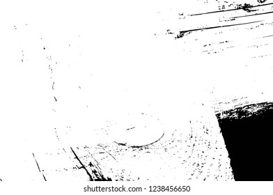 Grunge overlay layer. Abstract black and white vector background. Monochrome vintage surface with dirty pattern in cracks, spots, dots. Old wall in dark horror style design