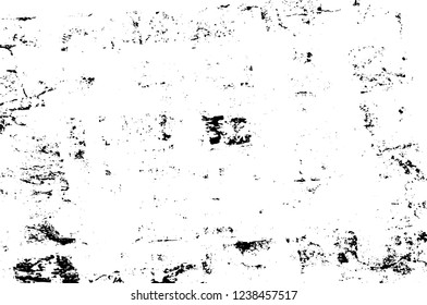 Grunge overlay layer. Abstract black and white vector background. Monochrome vintage surface with dirty pattern in cracks, spots, dots. Old wall in dark horror style design