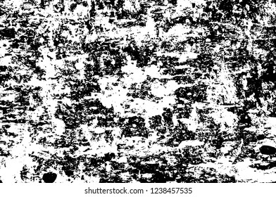 Grunge overlay layer. Abstract black and white vector background. Monochrome vintage surface with dirty pattern in cracks, spots, dots. Old wall in dark horror style design