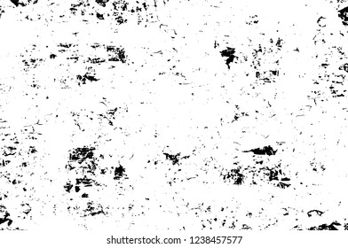 Grunge overlay layer. Abstract black and white vector background. Monochrome vintage surface with dirty pattern in cracks, spots, dots. Old wall in dark horror style design
