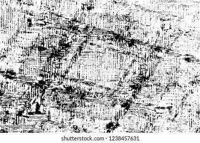 Grunge overlay layer. Abstract black and white vector background. Monochrome vintage surface with dirty pattern in cracks, spots, dots. Old wall in dark horror style design