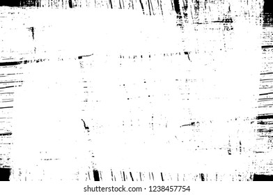 Grunge overlay layer. Abstract black and white vector background. Monochrome vintage surface with dirty pattern in cracks, spots, dots. Old wall in dark horror style design