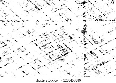Grunge overlay layer. Abstract black and white vector background. Monochrome vintage surface with dirty pattern in cracks, spots, dots. Old wall in dark horror style design