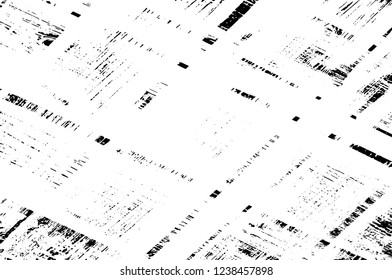 Grunge overlay layer. Abstract black and white vector background. Monochrome vintage surface with dirty pattern in cracks, spots, dots. Old wall in dark horror style design