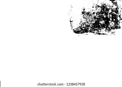 Grunge overlay layer. Abstract black and white vector background. Monochrome vintage surface with dirty pattern in cracks, spots, dots. Old wall in dark horror style design