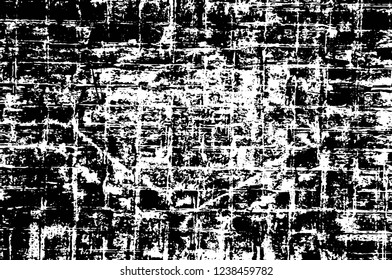 Grunge overlay layer. Abstract black and white vector background. Monochrome vintage surface with dirty pattern in cracks, spots, dots. Old wall in dark horror style design