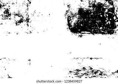 Grunge overlay layer. Abstract black and white vector background. Monochrome vintage surface with dirty pattern in cracks, spots, dots. Old wall in dark horror style design