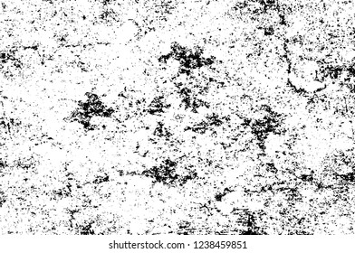 Grunge overlay layer. Abstract black and white vector background. Monochrome vintage surface with dirty pattern in cracks, spots, dots. Old wall in dark horror style design