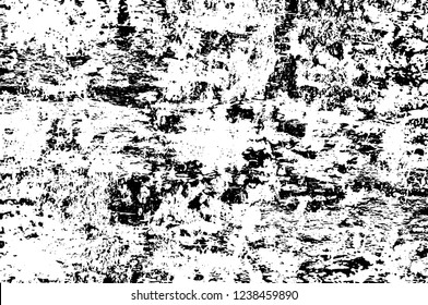Grunge overlay layer. Abstract black and white vector background. Monochrome vintage surface with dirty pattern in cracks, spots, dots. Old wall in dark horror style design