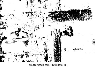 Grunge overlay layer. Abstract black and white vector background. Monochrome vintage surface with dirty pattern in cracks, spots, dots. Old wall in dark horror style design