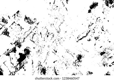 Grunge overlay layer. Abstract black and white vector background. Monochrome vintage surface with dirty pattern in cracks, spots, dots. Old wall in dark horror style design
