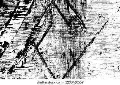 Grunge overlay layer. Abstract black and white vector background. Monochrome vintage surface with dirty pattern in cracks, spots, dots. Old wall in dark horror style design