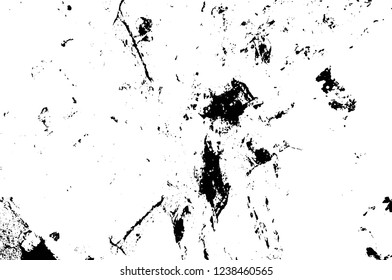 Grunge overlay layer. Abstract black and white vector background. Monochrome vintage surface with dirty pattern in cracks, spots, dots. Old wall in dark horror style design