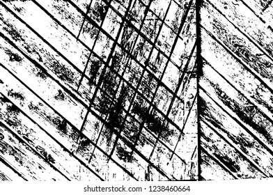 Grunge overlay layer. Abstract black and white vector background. Monochrome vintage surface with dirty pattern in cracks, spots, dots. Old wall in dark horror style design