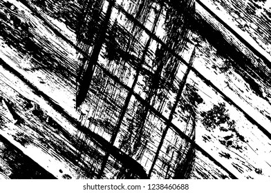 Grunge overlay layer. Abstract black and white vector background. Monochrome vintage surface with dirty pattern in cracks, spots, dots. Old wall in dark horror style design