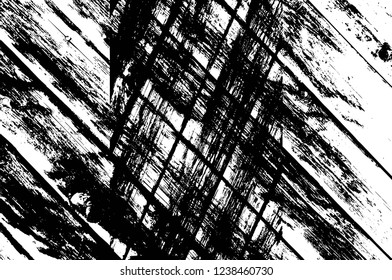 Grunge overlay layer. Abstract black and white vector background. Monochrome vintage surface with dirty pattern in cracks, spots, dots. Old wall in dark horror style design