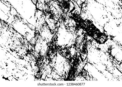 Grunge overlay layer. Abstract black and white vector background. Monochrome vintage surface with dirty pattern in cracks, spots, dots. Old wall in dark horror style design