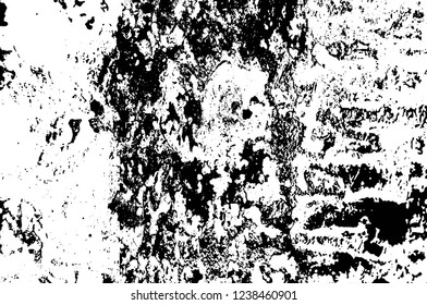 Grunge overlay layer. Abstract black and white vector background. Monochrome vintage surface with dirty pattern in cracks, spots, dots. Old wall in dark horror style design