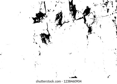 Grunge overlay layer. Abstract black and white vector background. Monochrome vintage surface with dirty pattern in cracks, spots, dots. Old wall in dark horror style design