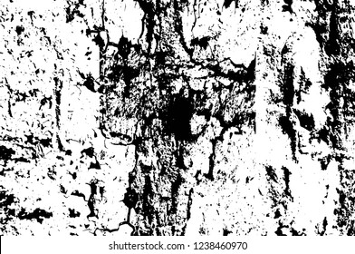 Grunge overlay layer. Abstract black and white vector background. Monochrome vintage surface with dirty pattern in cracks, spots, dots. Old wall in dark horror style design