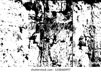 Grunge overlay layer. Abstract black and white vector background. Monochrome vintage surface with dirty pattern in cracks, spots, dots. Old wall in dark horror style design