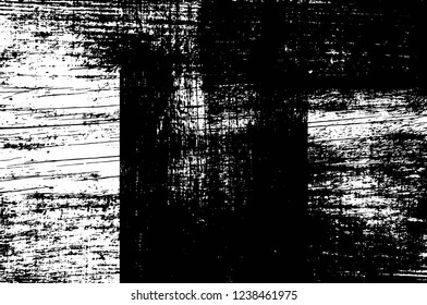 Grunge overlay layer. Abstract black and white vector background. Monochrome vintage surface with dirty pattern in cracks, spots, dots. Old wall in dark horror style design