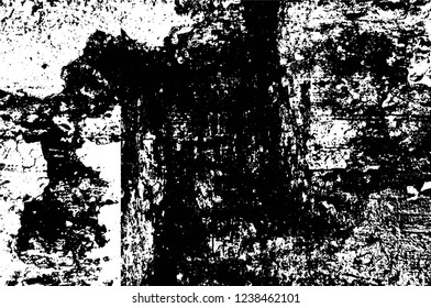 Grunge overlay layer. Abstract black and white vector background. Monochrome vintage surface with dirty pattern in cracks, spots, dots. Old wall in dark horror style design